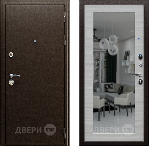 Входная металлическая Дверь АСД Спартак с зеркалом Акация светлая в Рузе
