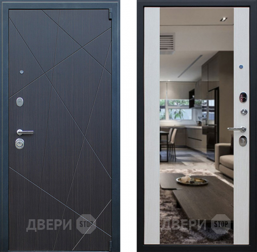 Входная металлическая Дверь АСД Вектор с зеркалом Лиственница белая в Рузе