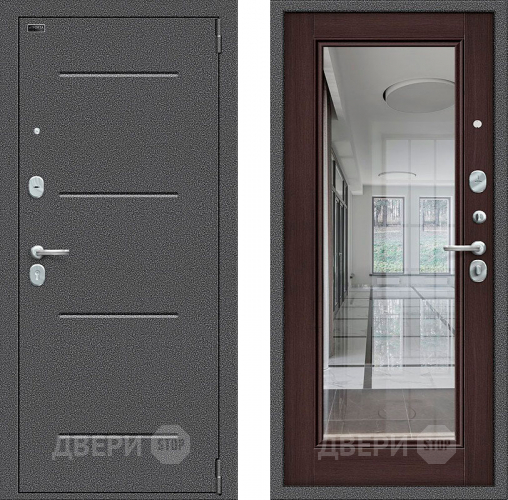 Входная металлическая Дверь Bravo Porta S-2 104/П61 с зеркалом венге в Рузе