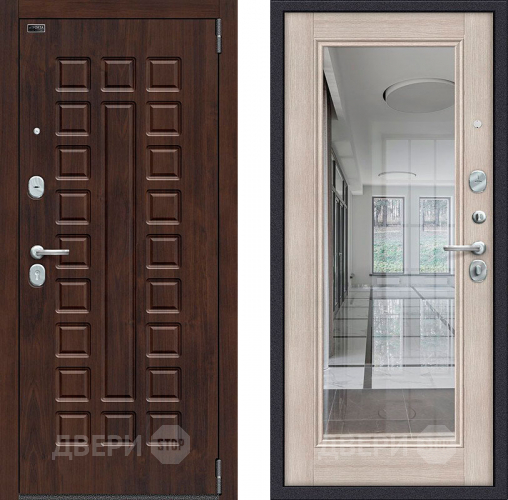 Входная металлическая Дверь Bravo Porta S-3 51/П61 с зеркалом Капучино в Рузе