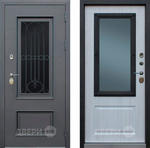 Входная металлическая Дверь АСД Аляска с окном и лазерной резкой в Рузе