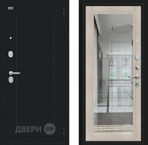 Входная металлическая Дверь Bravo Флэш Букле черное/Cappuccino Veralinga в Рузе