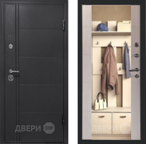 Входная металлическая Дверь Форпост Эверест Зеркало Беленый дуб в Рузе