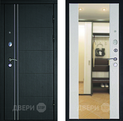 Дверь Дверной Континент Тепло - Люкс Зеркало Беленый дуб в Рузе