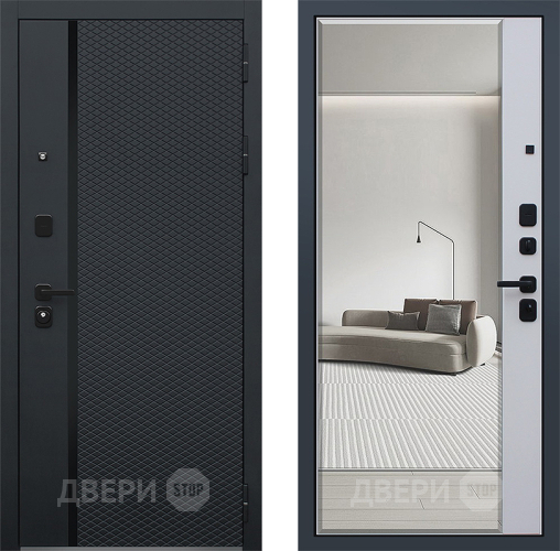 Входная металлическая Дверь АСД Ньюкасл с зеркалом в Рузе