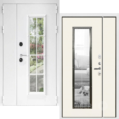 Входная металлическая Дверь Дверной Континент Тичино Двустворчатая Белая в Рузе