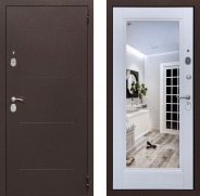 Дверь Престиж 100 с зеркалом Медь/Лиственница белая 860х2050 мм