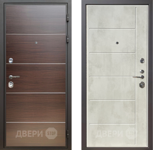 Входная металлическая Дверь Шелтер (SHELTER) Комфорт Венге структурный горизонт 11 Бетон крем в Рузе