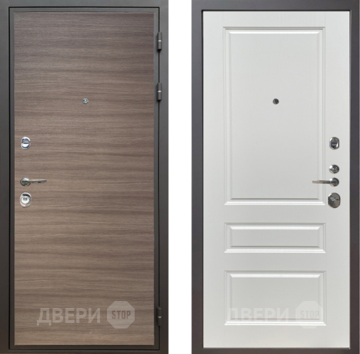 Входная металлическая Дверь Шелтер (SHELTER) Комфорт Дуб тоскано поперечный 1 Белый ясень в Рузе