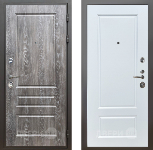 Входная металлическая Дверь Шелтер (SHELTER) Комфорт Дуб шале серебро 4 Белый матовый в Рузе