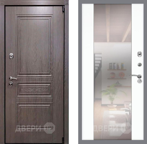 Входная металлическая Дверь Рекс (REX) Пренмиум-S СБ-16 Зеркало Силк Сноу в Рузе