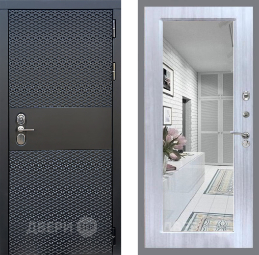 Входная металлическая Дверь Стоп БЛЭК CISA Зеркало Сандал белый в Рузе