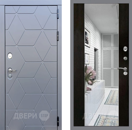 Входная металлическая Дверь Стоп КОСМО Зеркало СБ-16 Венге в Рузе