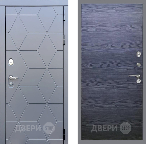 Входная металлическая Дверь Стоп КОСМО Гладкая Дуб тангенальный черный в Рузе