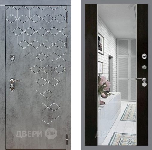 Входная металлическая Дверь Стоп БЕТОН Зеркало СБ-16 Венге в Рузе