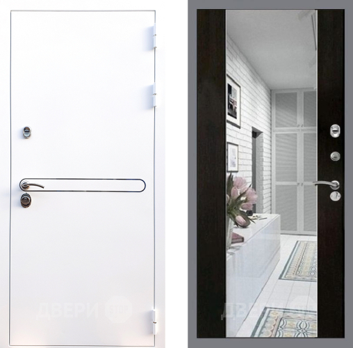 Входная металлическая Дверь Стоп Лайн Вайт Зеркало СБ-16 Венге в Рузе