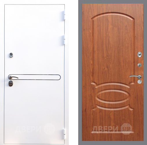 Входная металлическая Дверь Стоп Лайн Вайт ФЛ-128 Береза мореная в Рузе