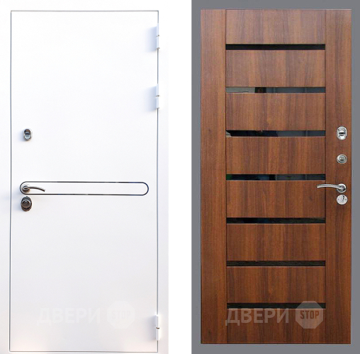 Входная металлическая Дверь Стоп Лайн Вайт СБ-14 Орех бренди в Рузе