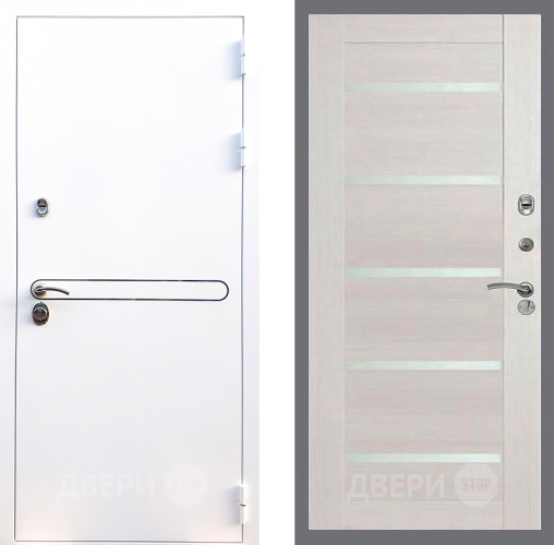 Входная металлическая Дверь Стоп Лайн Вайт СБ-14 Лиственница беж в Рузе