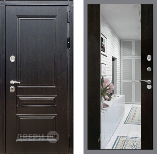 Входная металлическая Дверь Стоп МЕГАПОЛИС Зеркало СБ-16 Венге в Рузе