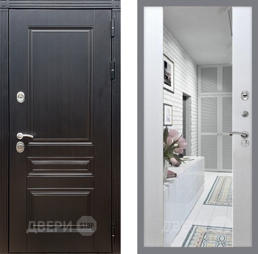 Входная металлическая Дверь Стоп МЕГАПОЛИС Зеркало СБ-16 Лиственница беж в Рузе