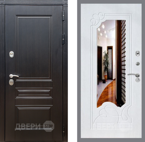 Входная металлическая Дверь Стоп МЕГАПОЛИС ЗкркалоФЛ-147 Ясень белый в Рузе