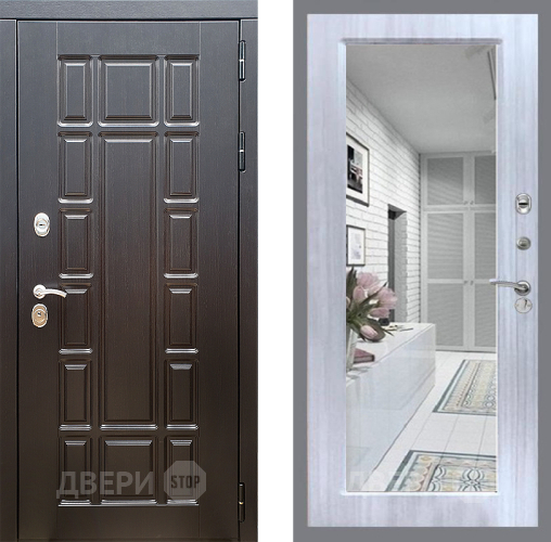 Входная металлическая Дверь Стоп НЬЮ ЙОРК Зеркало Сандал белый в Рузе