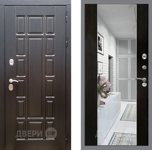 Входная металлическая Дверь Стоп НЬЮ ЙОРК Зеркало СБ-16 Венге в Рузе