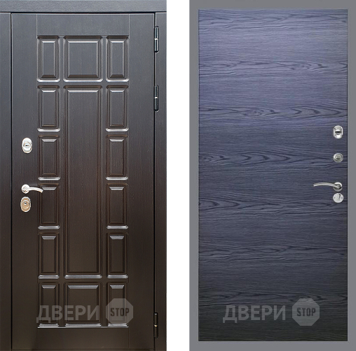 Входная металлическая Дверь Стоп НЬЮ ЙОРК Гладкая Дуб тангенальный черный в Рузе