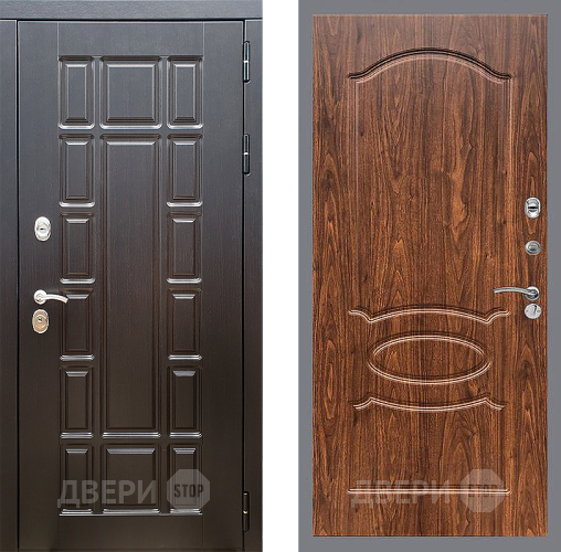 Входная металлическая Дверь Стоп НЬЮ ЙОРК ФЛ-128 орех тисненый в Рузе