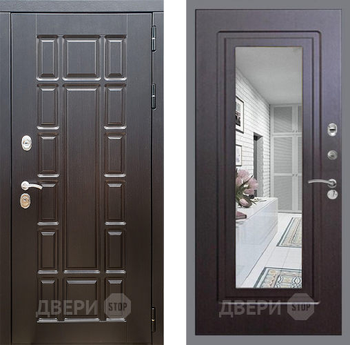 Входная металлическая Дверь Стоп НЬЮ ЙОРК Зеркало ФЛ-120 Венге в Рузе