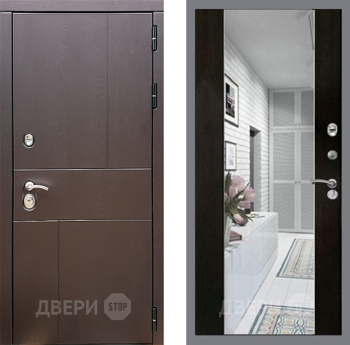 Входная металлическая Дверь Стоп УРБАН Зеркало СБ-16 Венге в Рузе