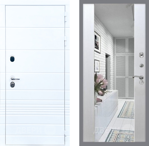 Входная металлическая Дверь Стоп ТРЕНДО Зеркало СБ-16 Лиственница беж в Рузе