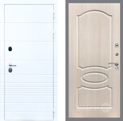 Входная металлическая Дверь Стоп ТРЕНДО ФЛ-128 Беленый дуб в Рузе