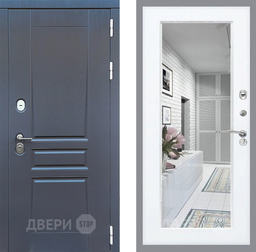 Входная металлическая Дверь Стоп ПЛАТИНУМ Зеркало Силк Сноу в Рузе