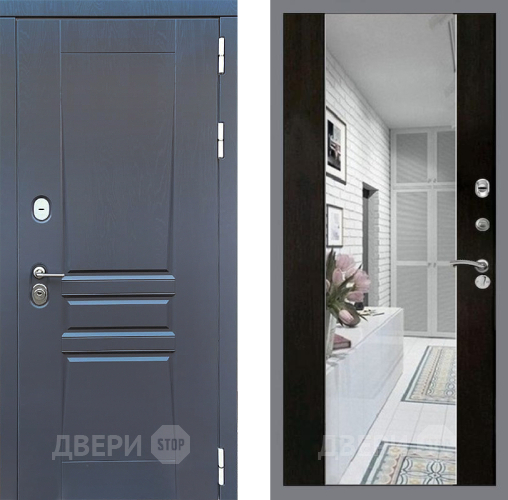 Входная металлическая Дверь Стоп ПЛАТИНУМ Зеркало СБ-16 Венге в Рузе