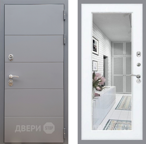 Входная металлическая Дверь Стоп АРТ ГРАФИТ Зеркало Силк Сноу в Рузе