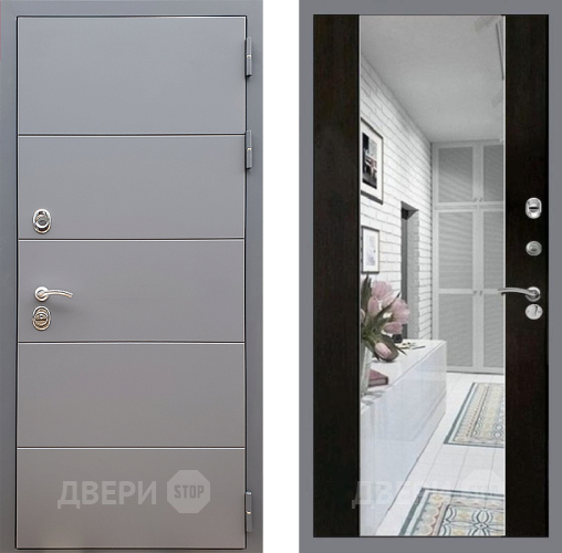 Входная металлическая Дверь Стоп АРТ ГРАФИТ Зеркало СБ-16 Венге в Рузе