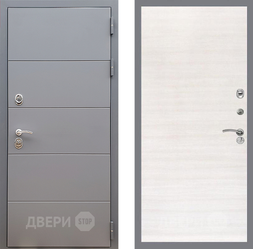 Входная металлическая Дверь Стоп АРТ ГРАФИТ Гладкая Акация светлая в Рузе