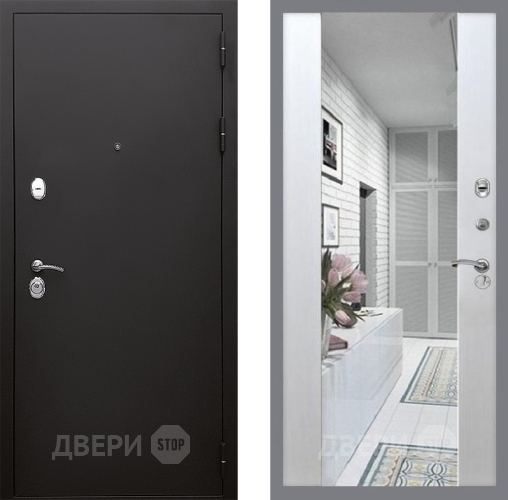 Входная металлическая Дверь Стоп КЛАССИК Шагрень Зеркало СБ-16 Лиственница беж в Рузе