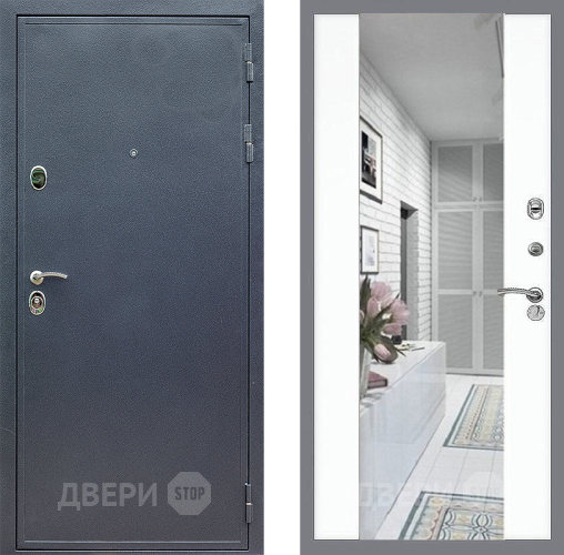 Входная металлическая Дверь Стоп СИЛЬВЕР Зеркало СБ-16 Силк Сноу в Рузе