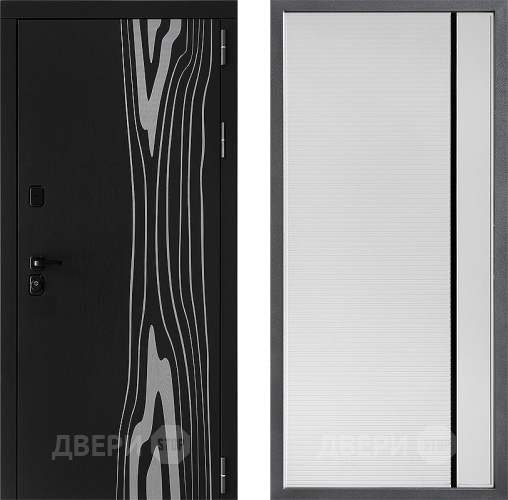 Входная металлическая Дверь Дверной континент ДК-12 ФЛ-757 Черное Стекло Софт милк в Рузе