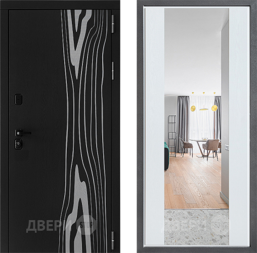 Входная металлическая Дверь Дверной континент ДК-12 ФЛЗ-1 Зеркало Белое дерево в Рузе