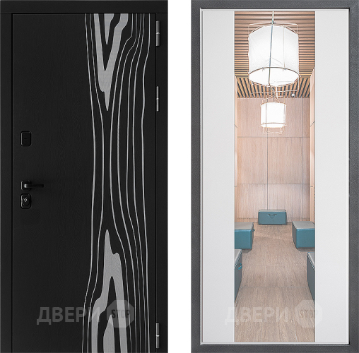 Входная металлическая Дверь Дверной континент ДК-12 ФЛЗ-1 Зеркало Белый софт в Рузе