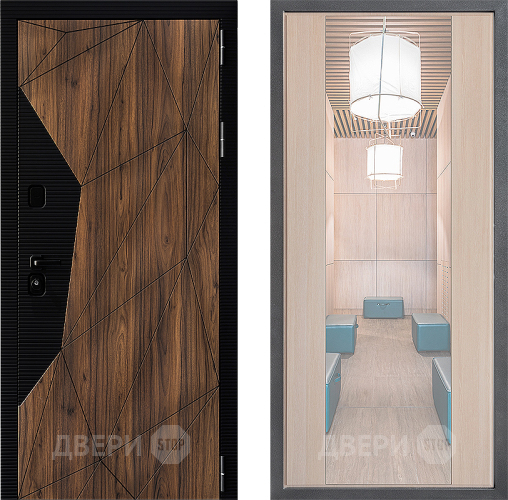 Входная металлическая Дверь Дверной континент ДК-11 ФЛЗ-1 Зеркало Капучино в Рузе