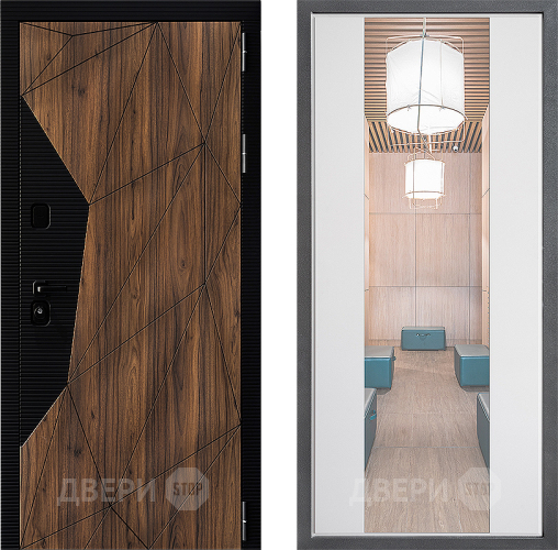 Входная металлическая Дверь Дверной континент ДК-11 ФЛЗ-1 Зеркало Белый софт в Рузе