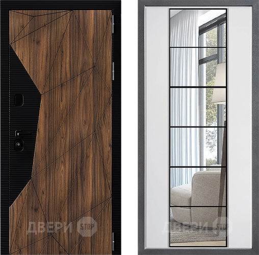 Входная металлическая Дверь Дверной континент ДК-11 ФЛЗ-2 Зеркало Белый софт в Рузе