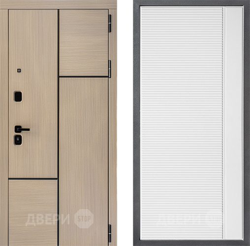 Входная металлическая Дверь Дверной континент ДК-14 ФЛ-757 Белое Стекло Софт милк в Рузе