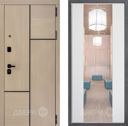 Входная металлическая Дверь Дверной континент ДК-14 ФЛЗ-1 Зеркало Белый софт в Рузе