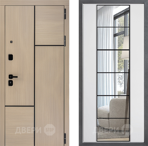 Входная металлическая Дверь Дверной континент ДК-14 ФЛЗ-2 Зеркало Белый софт в Рузе